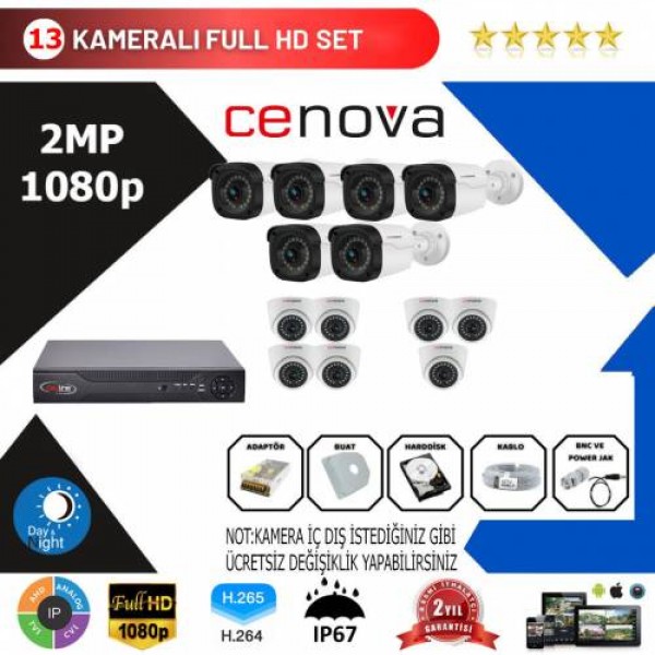 Cenova 13'lü Set 2 Mp 1080p Hd Kamera Sistemi