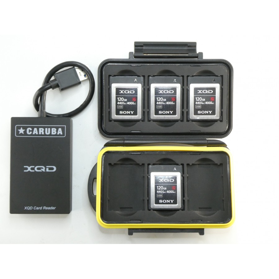 4x Sony XQD 120GB G Series + Card Reader + Case – geprüft – Bundle