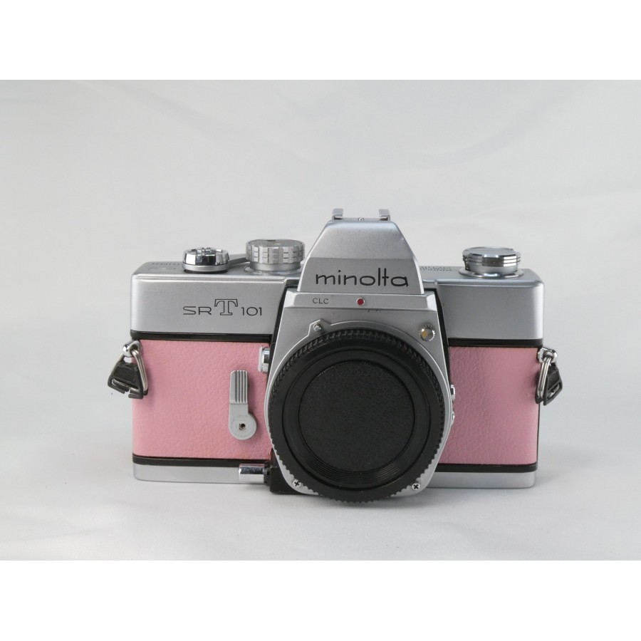Minolta SRT 101 – Custom Series Pink Edition – handgefertigtes Leder – überholt – Unikat